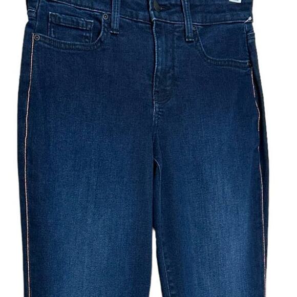 NYDJ Blue Marilyn Straight Lift Tuck Technology side studs detail jeans size 0 - Picture 9 of 11